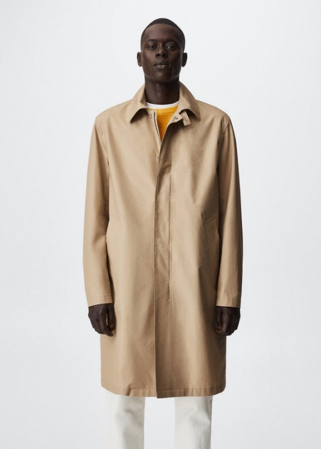 Mango Trench algodón water repellent - Marrón medio