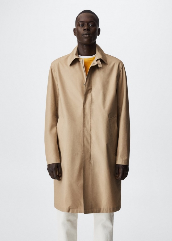 Mango Trench algodón water repellent - Marrón medio