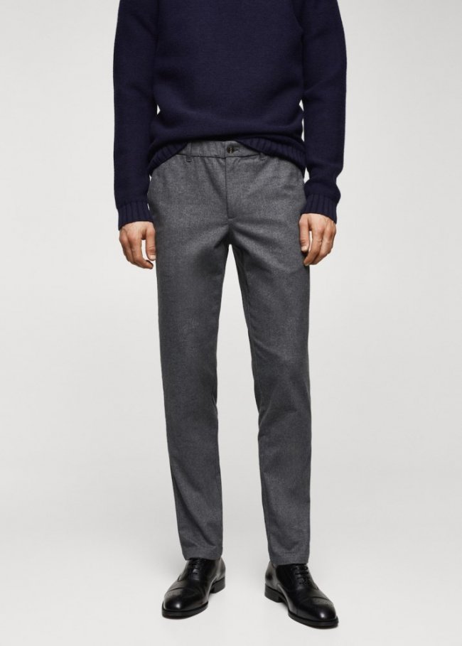 Mango Pantalón slim fit algodón estructura - Gris claro vigoré