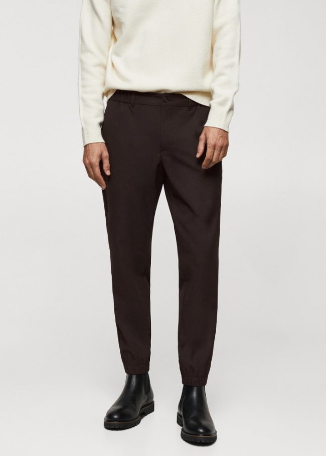 Mango Pantalón jogger slim fit cordón - Marrón