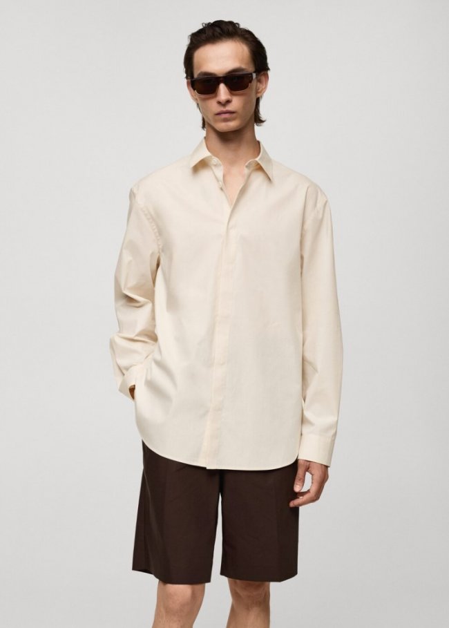 Mango Camisa regular fit 100% algodón - Crudo