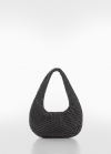 Mango Bolso terciopelo strass - Negro
