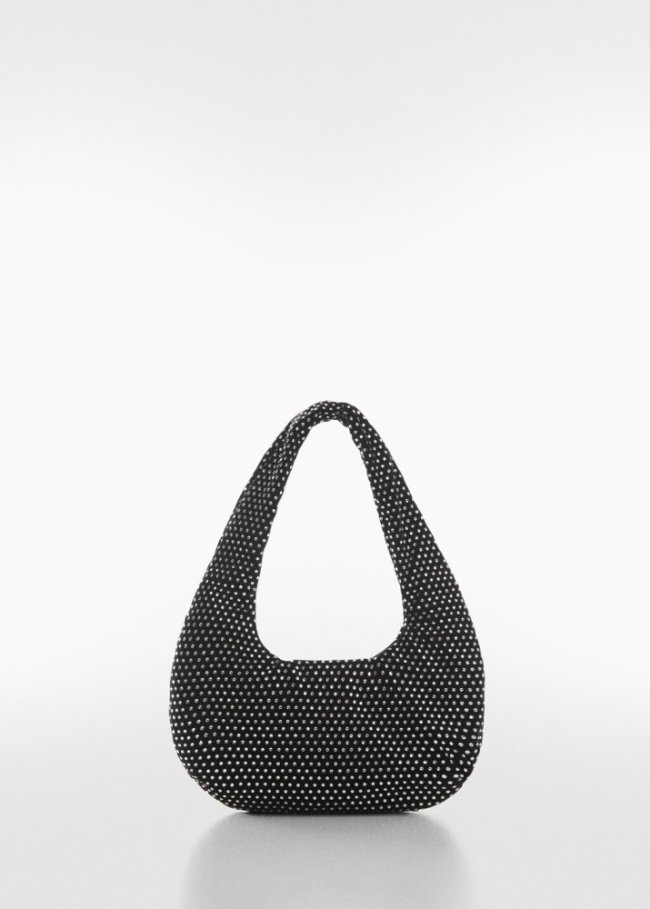 Mango Bolso terciopelo strass - Negro