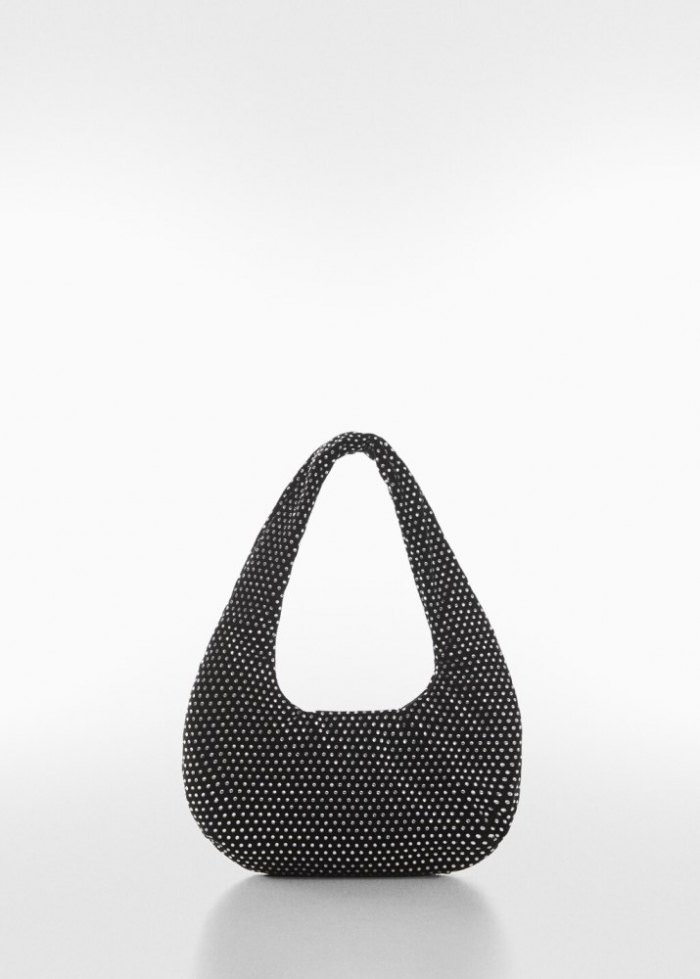 Mango Bolso terciopelo strass - Negro