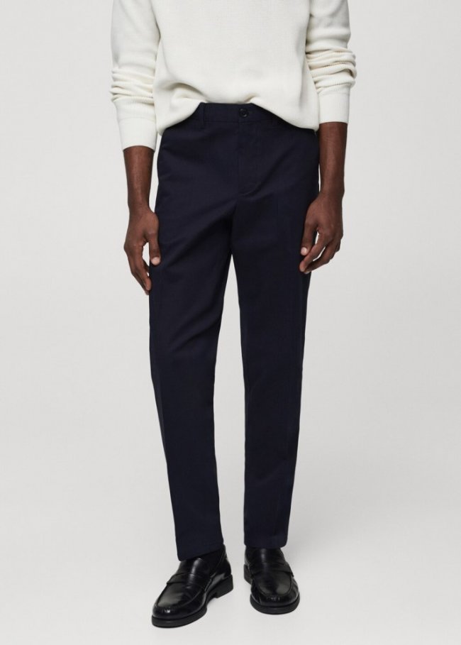 Mango Pantalón regular fit algodón - Azul marino oscuro