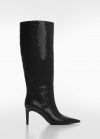 Mango Botas tacón efecto animal print - Negro