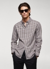 Mango Camisa algodón cuadro vichy - Marrón