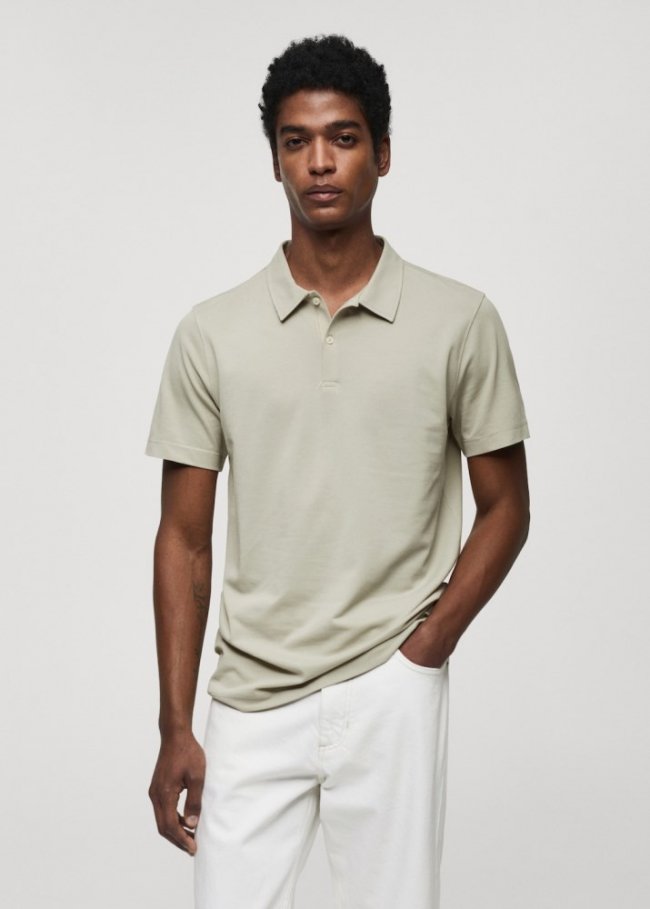 Mango Polo slim fit algodón piqué textura - Verde pastel