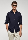 Mango Camisa slim fit algodón estructura - Azul marino