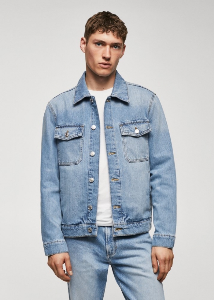 Mango Sobrecamisa vaquera bolsillos - Azul claro