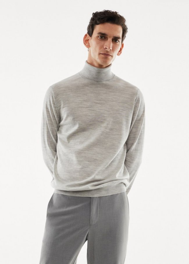 Mango Jersey 100% lana merino cuello alto - Gris claro vigoré