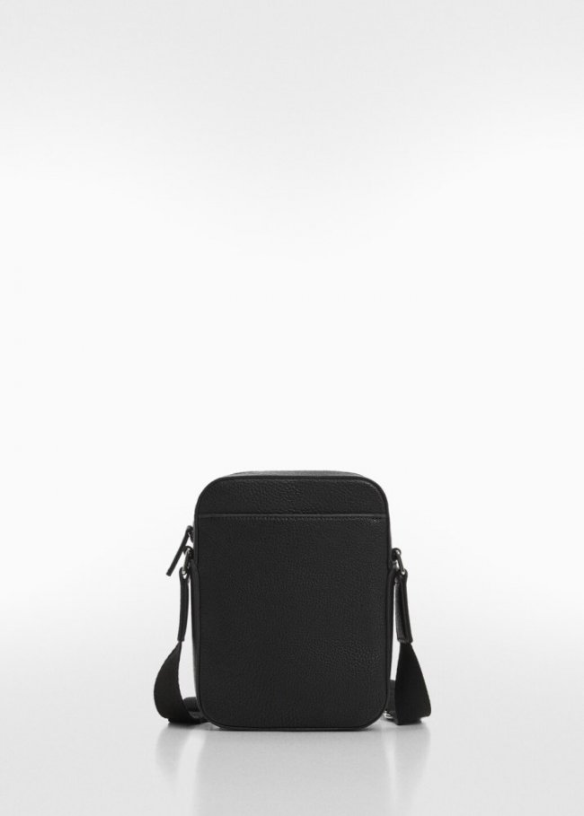 Mango Bandolera efecto piel abatanada - Negro