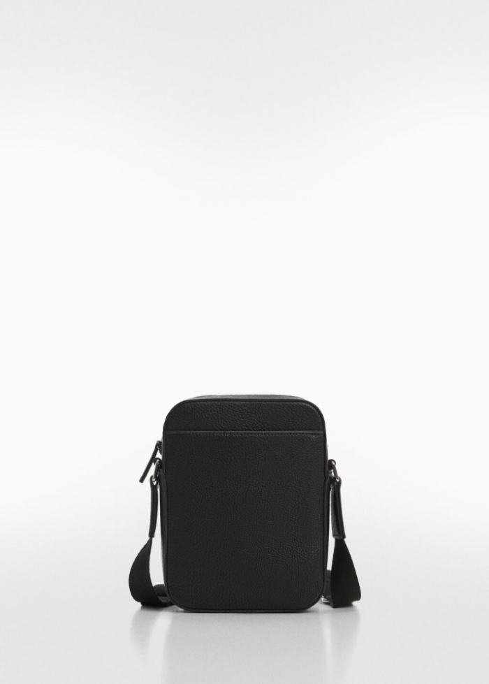 Mango Bandolera efecto piel abatanada - Negro
