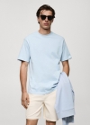 Mango Camiseta básica 100% algodón relaxed fit - Azul porcelana