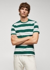 Mango Camiseta 100% algodón rayas - Esmeralda