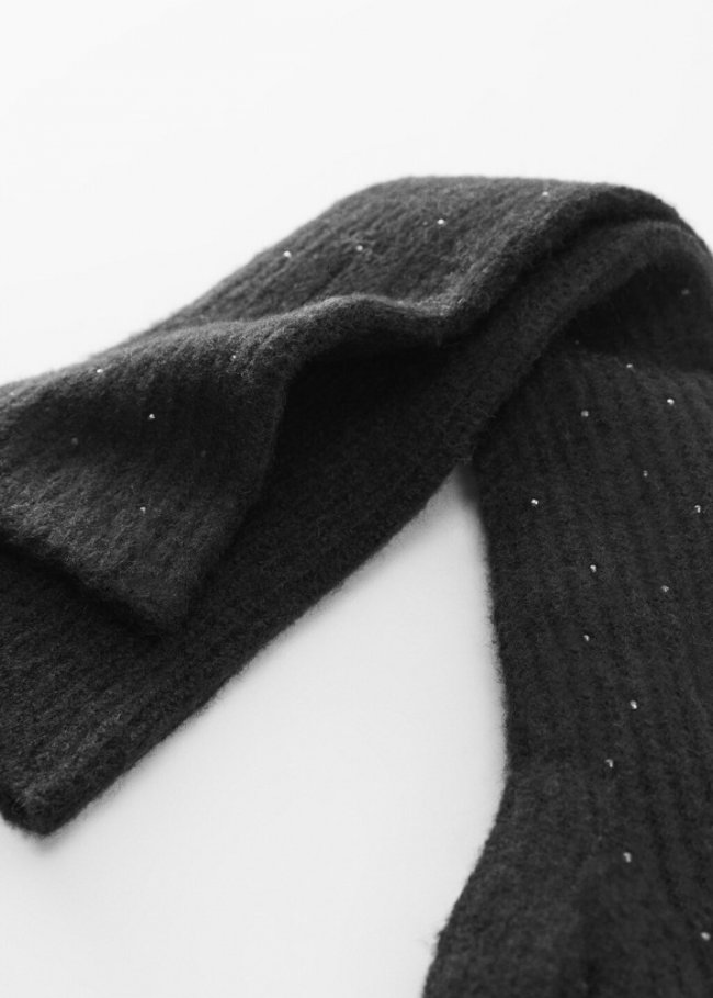 Mango Guantes largos detalle brillantes - Negro