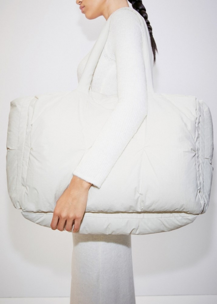 Mango Bolso shopper acolchado - Blanco
