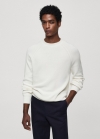 Mango Jersey canalé cuello redondo - Blanco roto