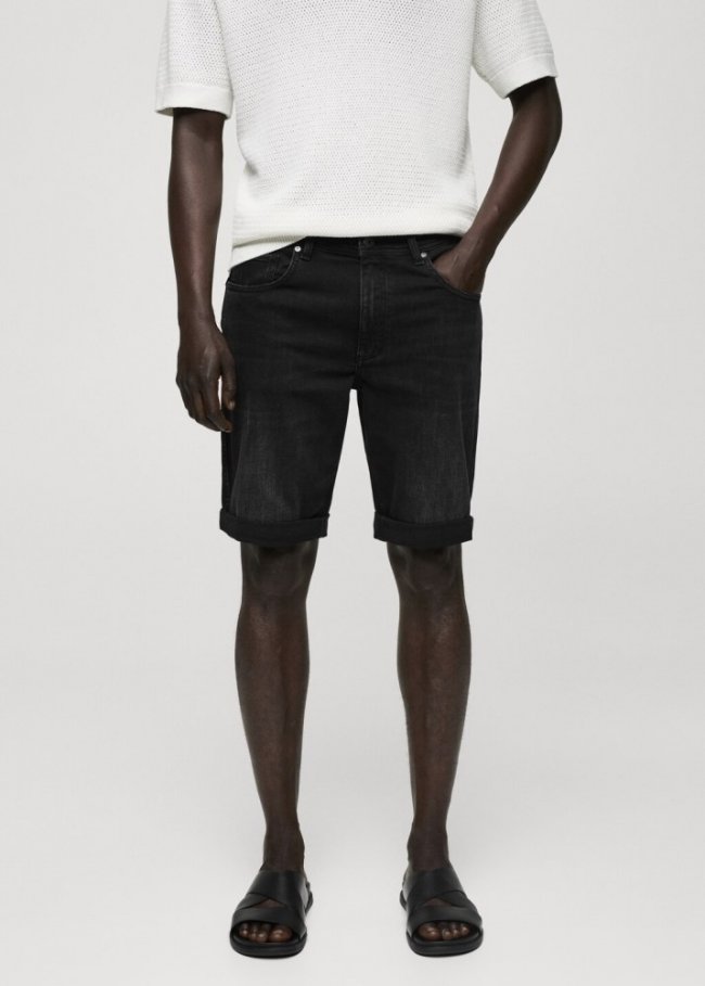 Mango Bermudas vaqueras slim fit - Denim negro