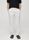 Mango Pantalón 100% lino slim fit - Blanco