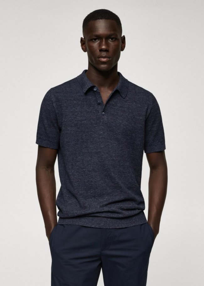 Mango Polo punto algodón - Azul marino