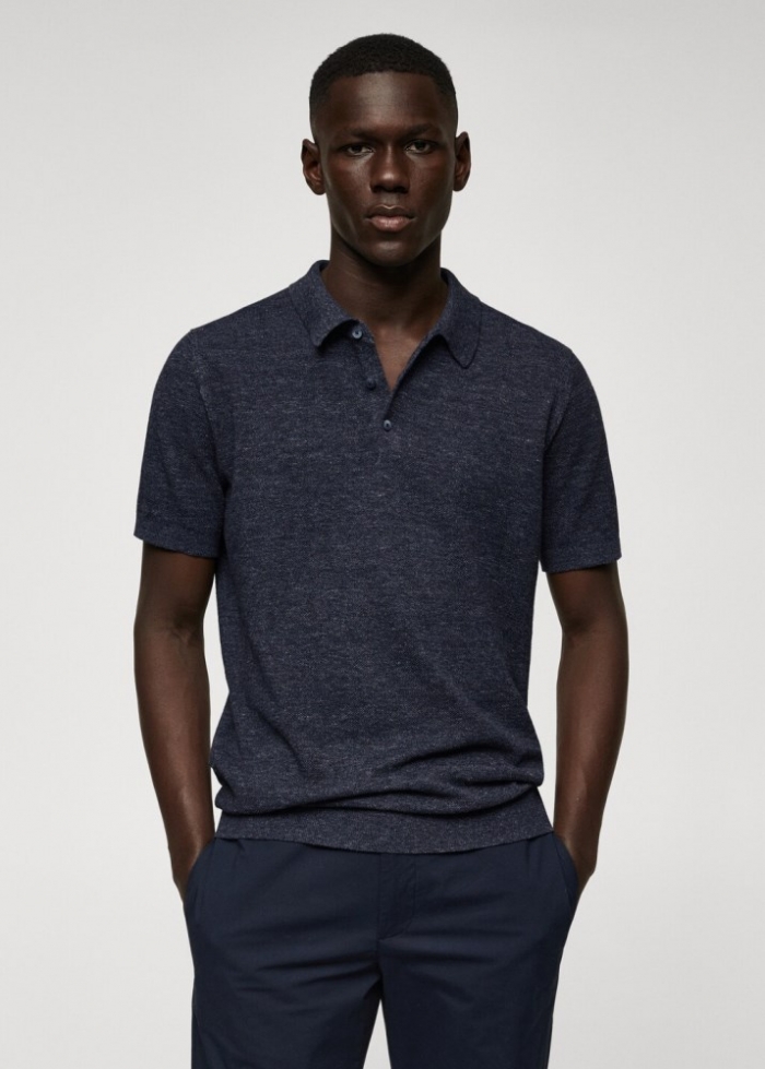 Mango Polo punto algodón - Azul marino
