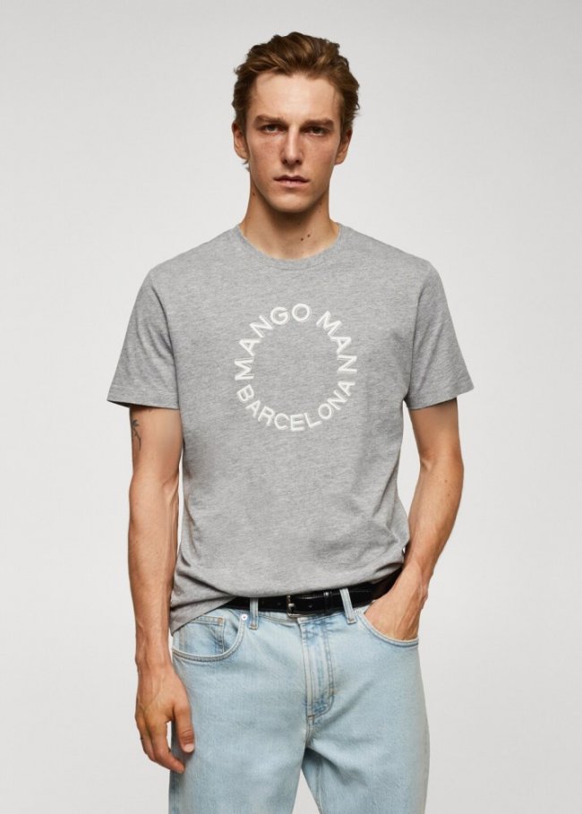 Mango Camiseta logo 100% algodón - Gris medio vigoré