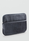 Mango Funda portátil terciopelo - Azul marino oscuro