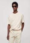 Mango Camiseta algodón relaxed fit - Crudo