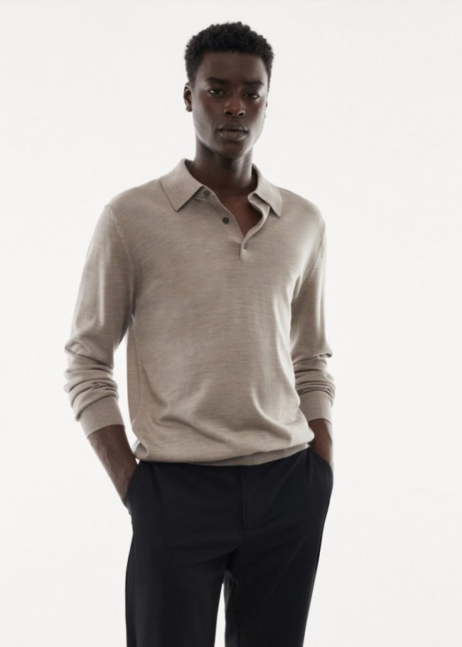 Mango Polo 100% lana merino manga larga - Arena