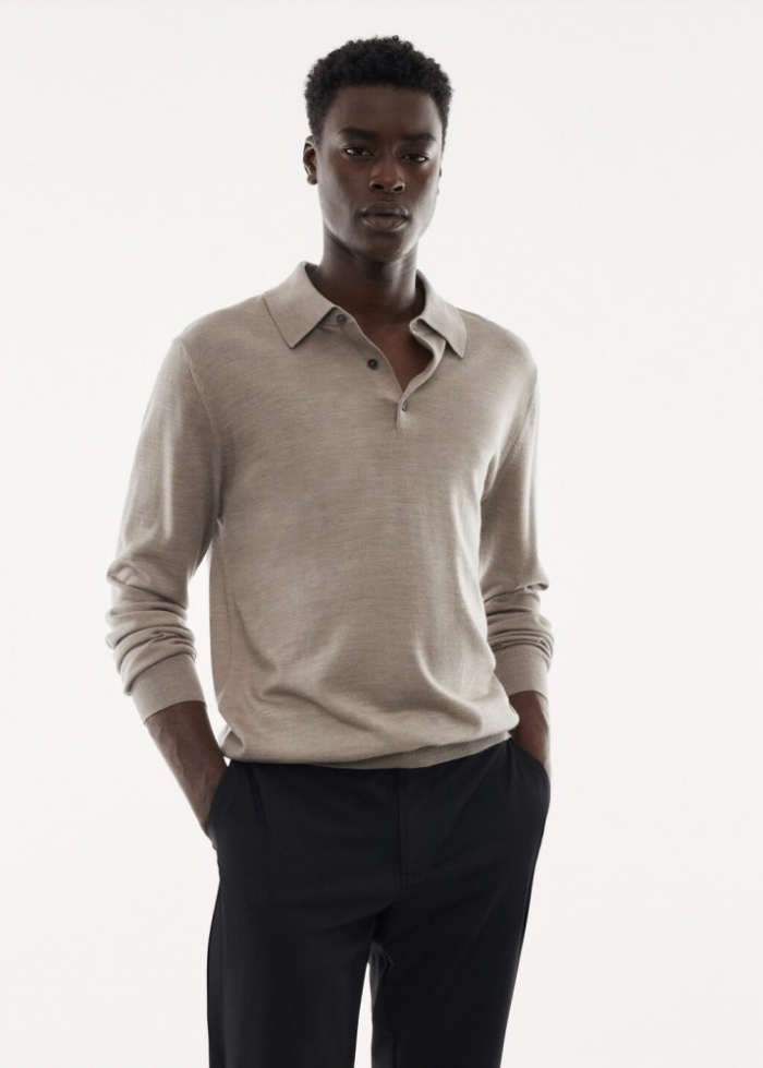 Mango Polo 100% lana merino manga larga - Arena