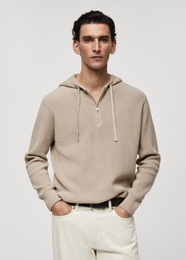 Mango Sudadera punto capucha - Gris claro/pastel