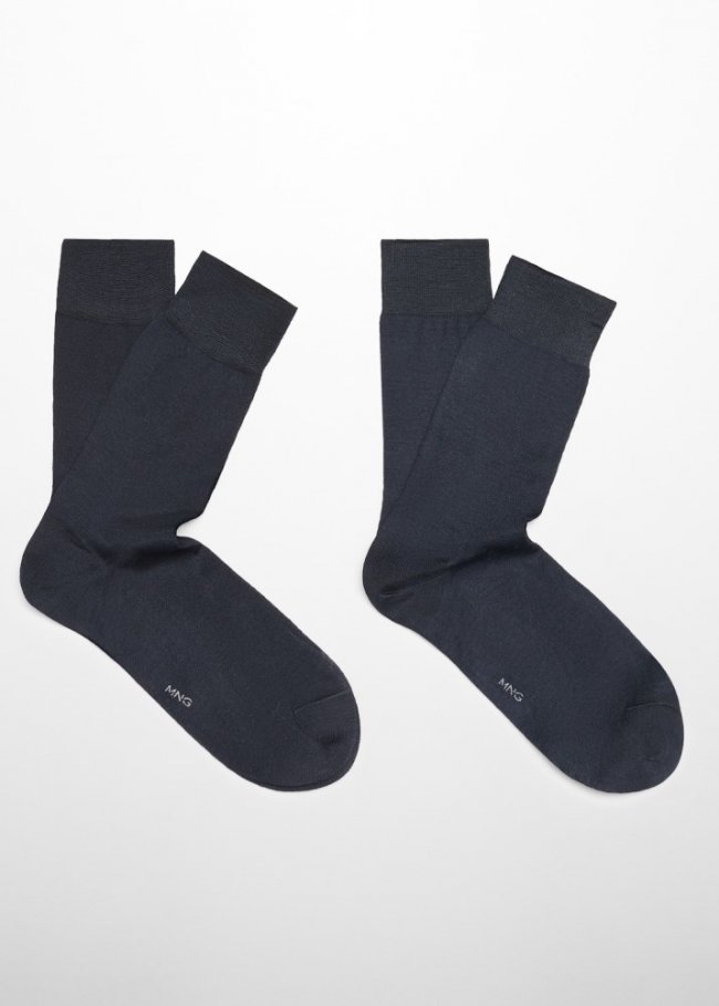 Mango Pack 2 calcetines algodón largos - Azul marino oscuro