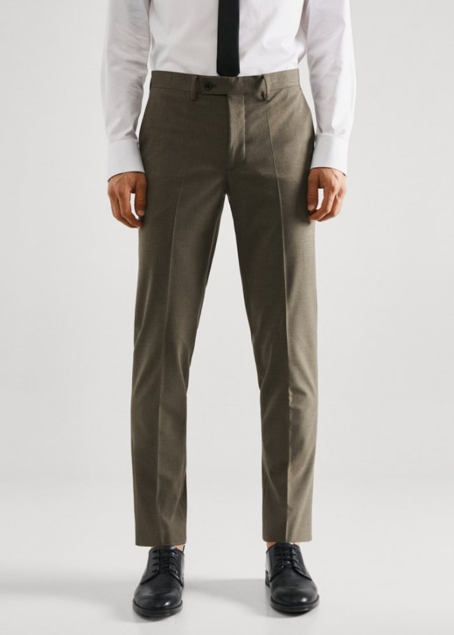 Mango Pantalón traje slim fit tejido comfort stretch - Verde pastel