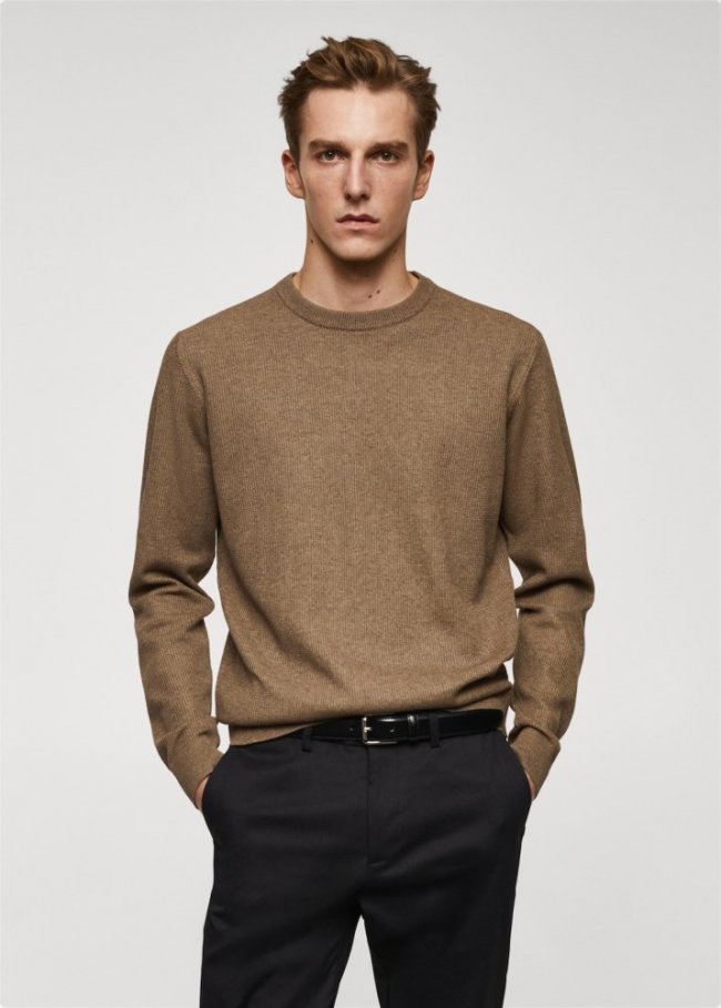 Mango Jersey algodón estructura - Gris visón