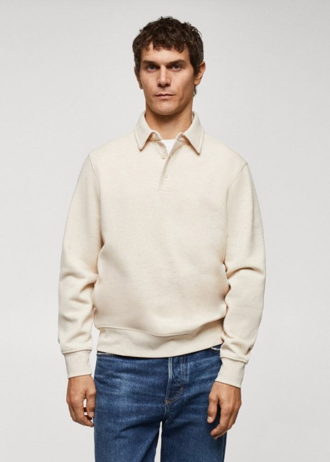 Mango Sudadera polo algodón - Arena