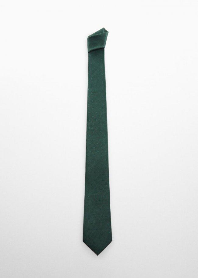 Mango Corbata micro estampado - Verde oscuro