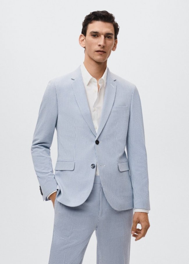 Mango Americana traje super slim fit - Azul celeste