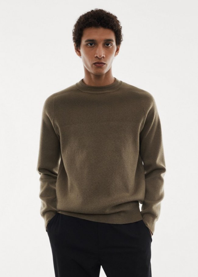 Mango Jersey stretch detalle canalé - Khaki