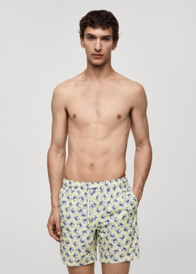 Mango Bañador estampado cangrejos - Amarillo pastel