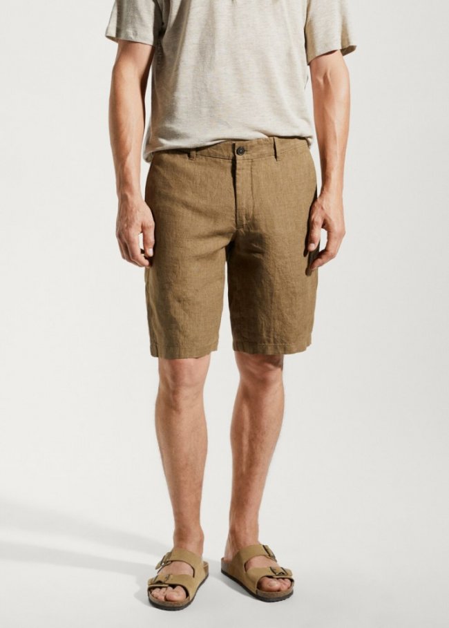Mango Bermudas 100% lino - Marrón tabaco