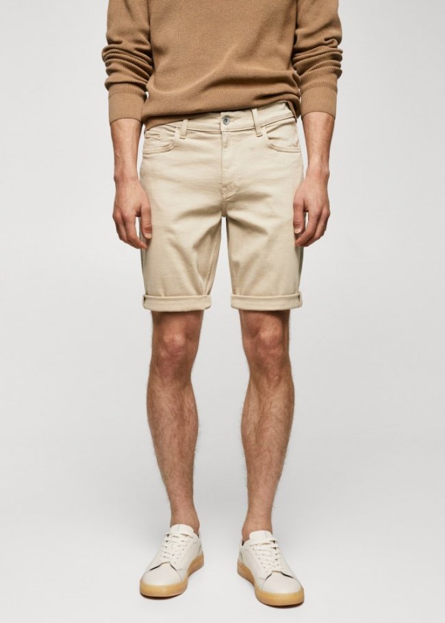 Mango Bermudas vaqueras slim fit - Beige