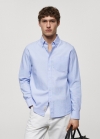 Mango Camisa regular fit Oxford algodón - Azul celeste