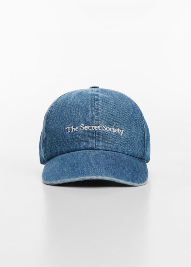 Mango Gorra denim mensaje - Azul medio