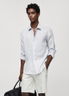 Mango Camisa regular fit 100% lino - Azul celeste