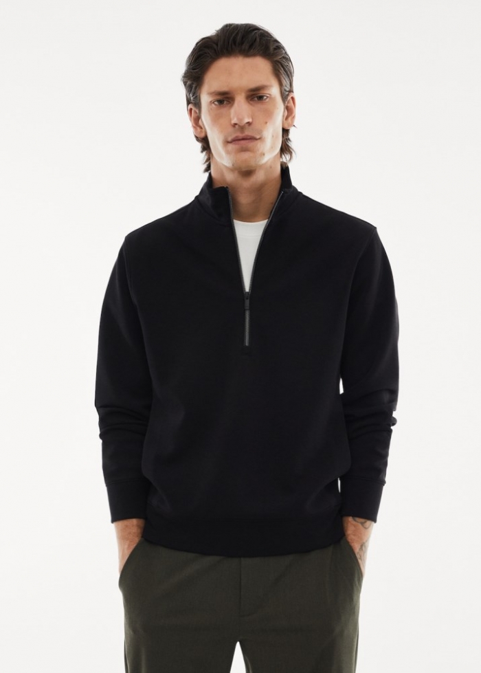 Mango Sudadera transpirable cuello cremallera - Negro