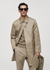Mango Gabardina algodón detalle cuello - Beige