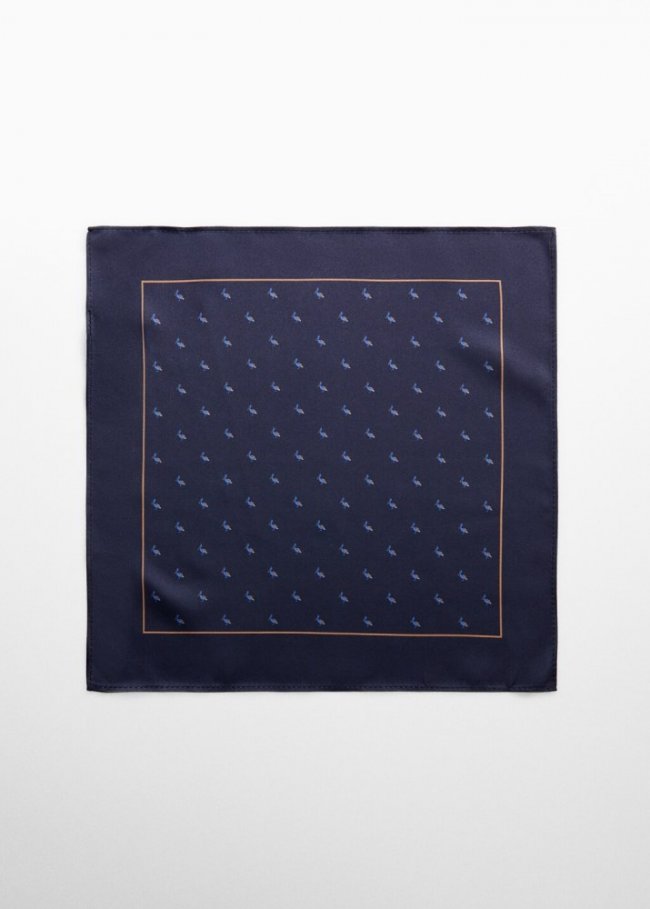 Mango Pañuelo de bolsillo estampado - Azul marino