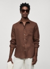 Mango Camisa classic fit 100% lino - Marrón