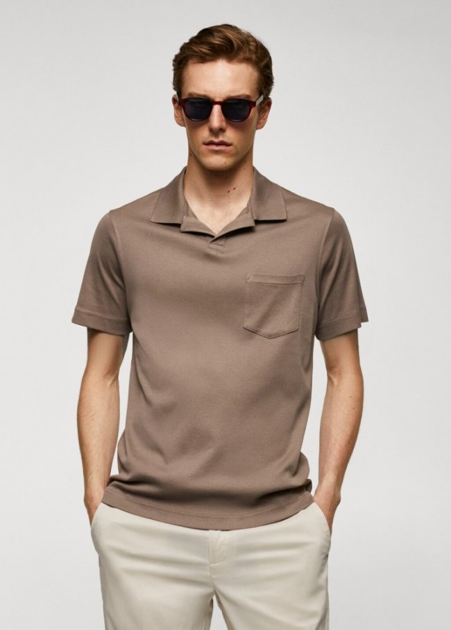 Mango Polo 100% algodón bolsillo - Marrón medio